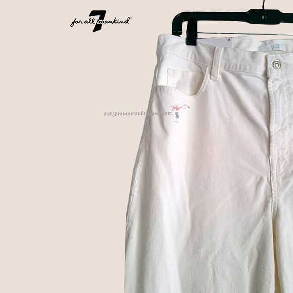 7 FOR ALL MANKIND NEW ALEXA Corduroy High Waist Crop Wide Leg Pant 33 - Picture 3 of 11